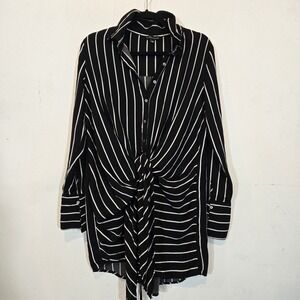 Wishlist Apparel Black And White Striped Tie Fron Shirt Size S/M